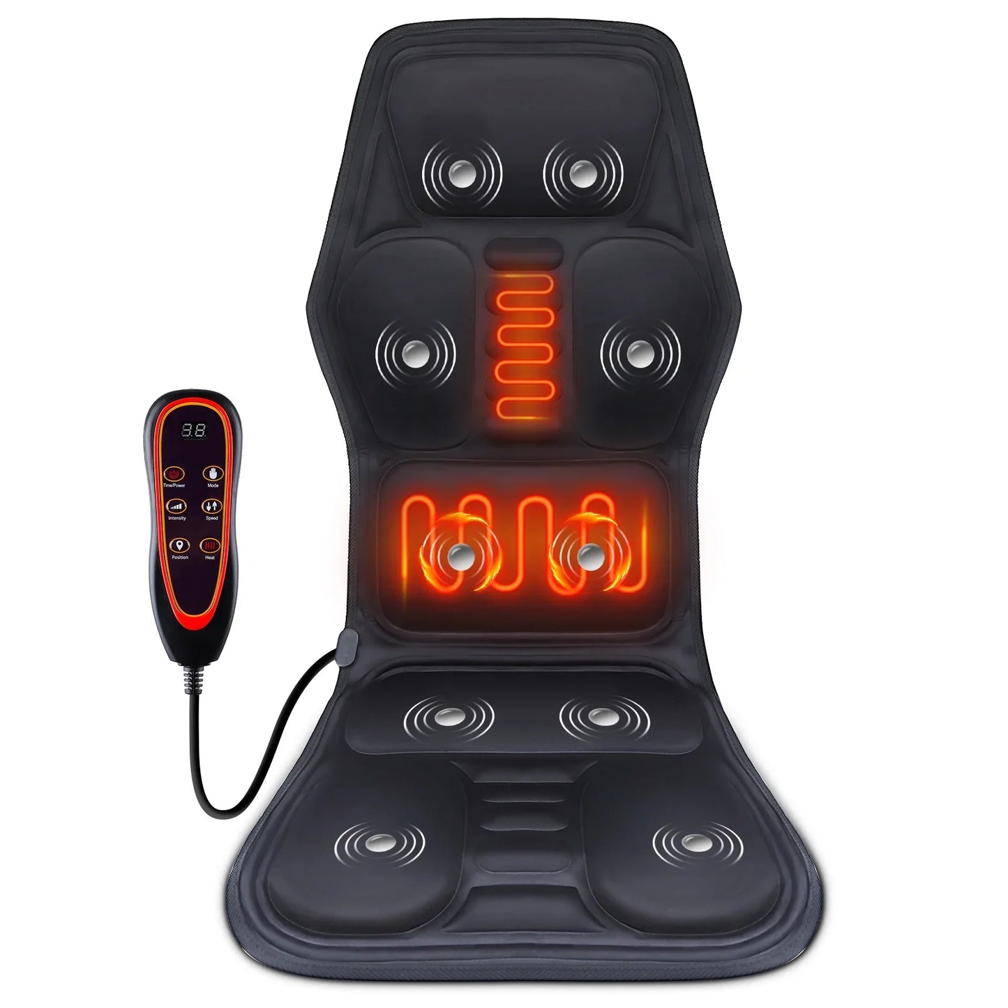 Masseur électrique pour le dos, coussin de massage infrarouge pour tout le corps, chauffant, vibrateur, pour voiture, maison, bureau, lombaire, cou, matelas, chaise