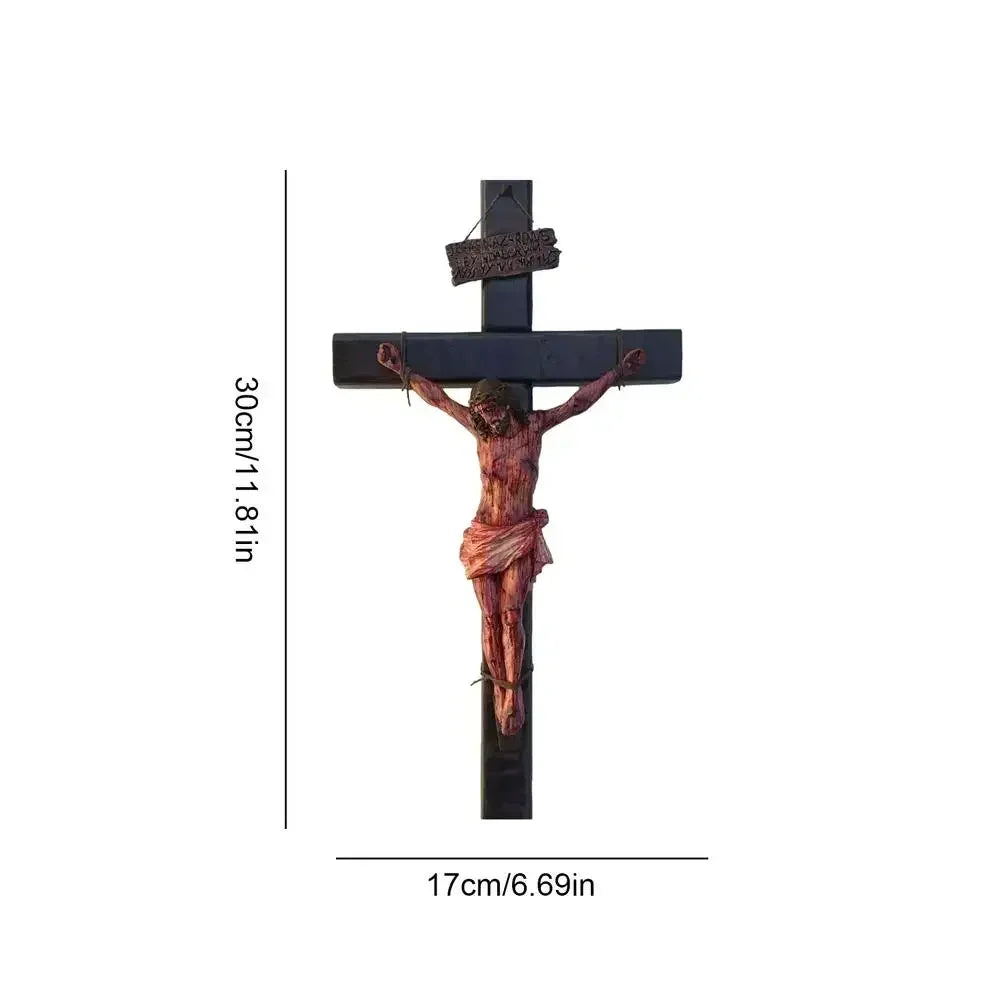 Statue de Jésus en résine, 20 cm, crucifix mural, décoration de maison, de chambre, d'église, décoration murale à suspendre pour fête
