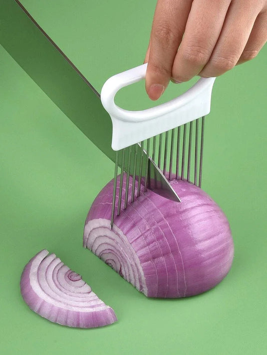 Tranchez les oignons sans effort avec ce coupe-oignon coloré en acier inoxydable pour pommes de terre et oignons