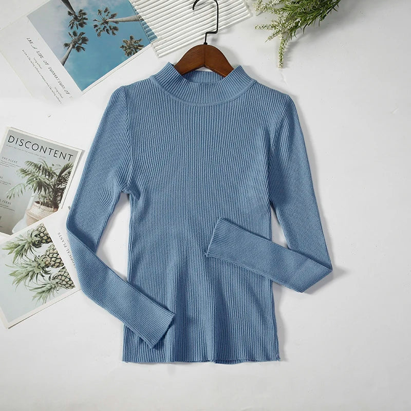 Pull col roulé en cachemire pour femme, tricoté, doux et basique, style décontracté, idéal pour l'automne et l'hiver