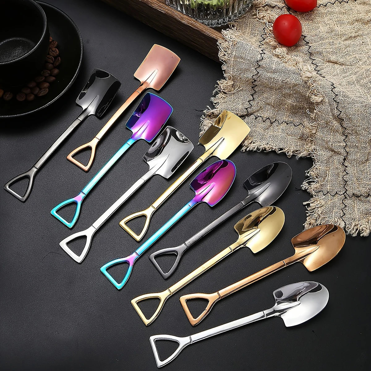 Lot de 10 cuillères à café en acier inoxydable pour fruits, glaces, desserts, accessoires de cuisine, mariage, Noël