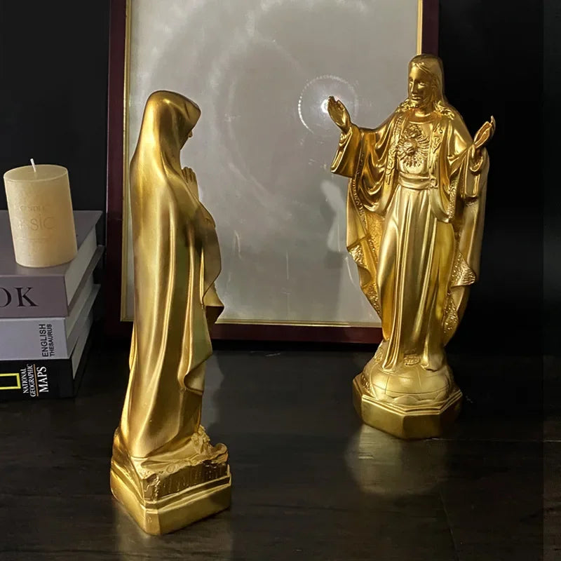 Statue de la Vierge Marie, religieuse catholique, Notre-Dame de Lourdes, statue de la Mère de Dieu, figurines en résine, décoration de bureau, Jésus