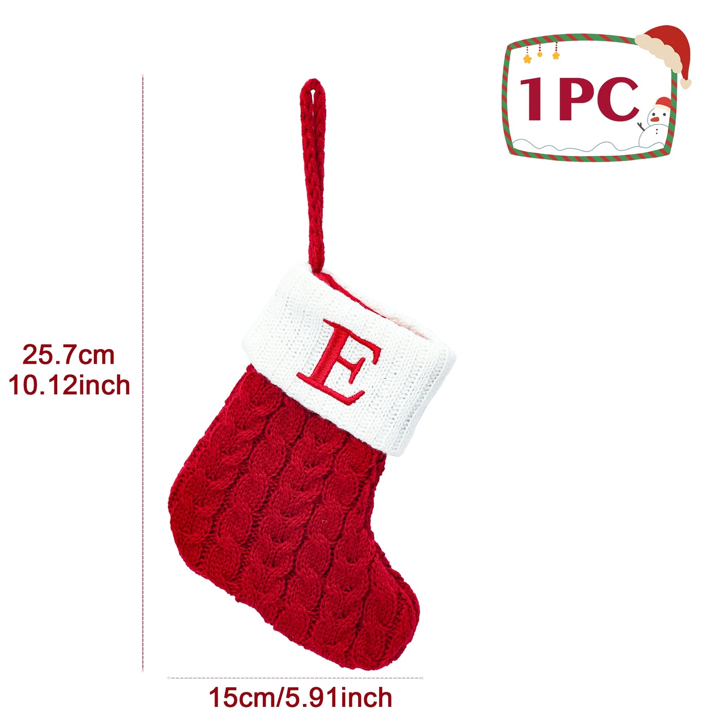 Chaussettes de Noël tricotées avec flocons de neige et lettres, décoration de Noël 2025 pour la maison, ornement pour sapin de Noël, cadeau pour Noël 2026