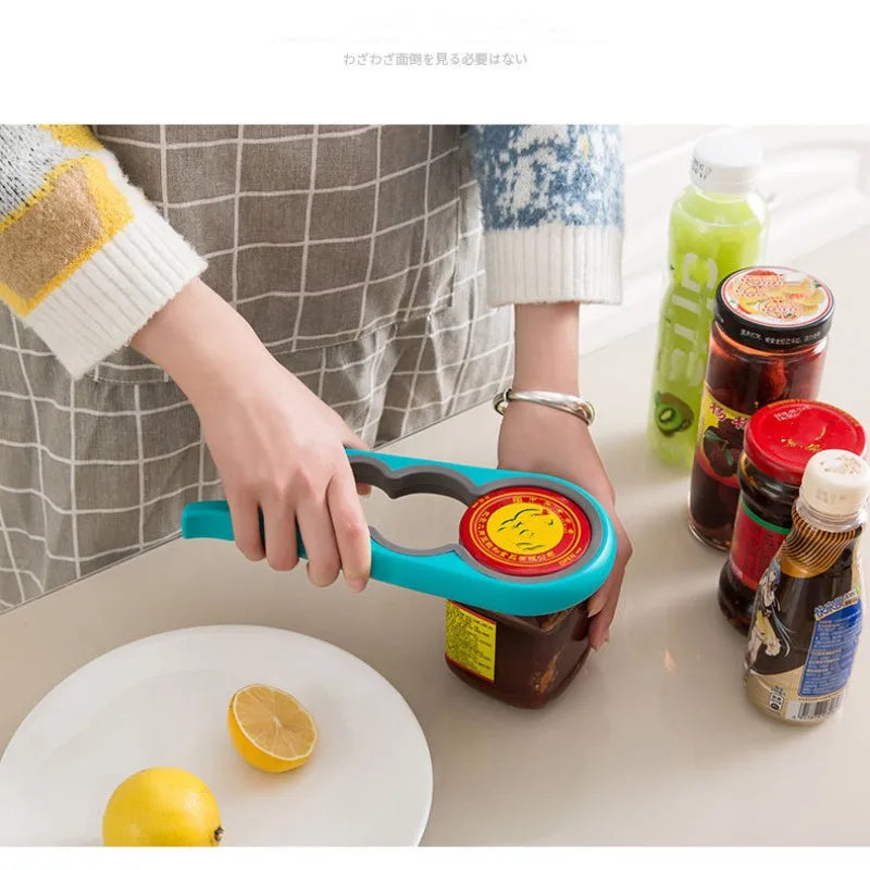 Ouvre-bocal 4 en 1, clé à prise facile, pratique, robuste, ouvre-bouteille, canette, bière, outils de dévissage de couvercle, gadgets de cuisine portables