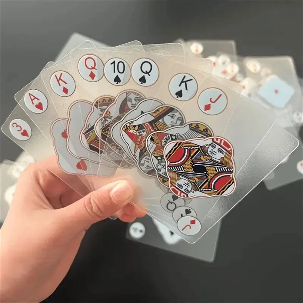 Jeu de cartes à jouer en PVC transparent et étanche pour poker et jeux de cartes avec boîte durable, idéal pour le blackjack et l'euchr