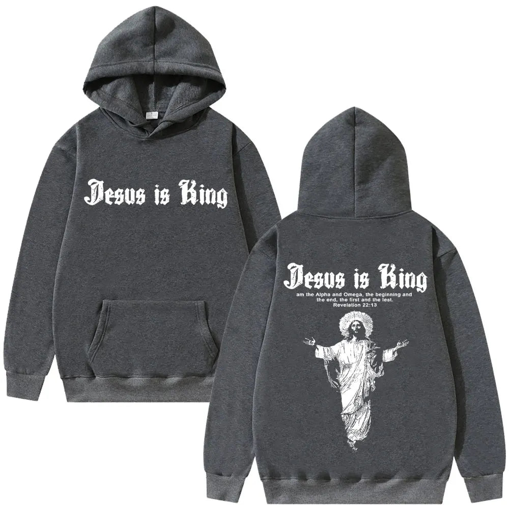 Sweat à capuche graphique Jésus est roi Vêtements religieux chrétiens Hommes Femmes Mode Gothique Rock Sweat-shirt Hip Hop Surdimensionné Streetwear