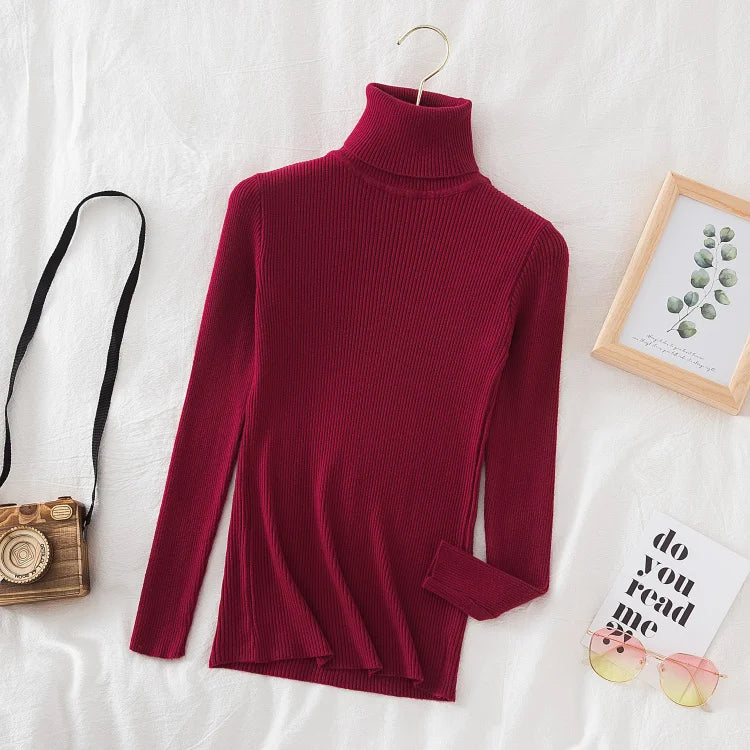 Pull col roulé en cachemire pour femme, tricoté, doux et basique, style décontracté, idéal pour l'automne et l'hiver