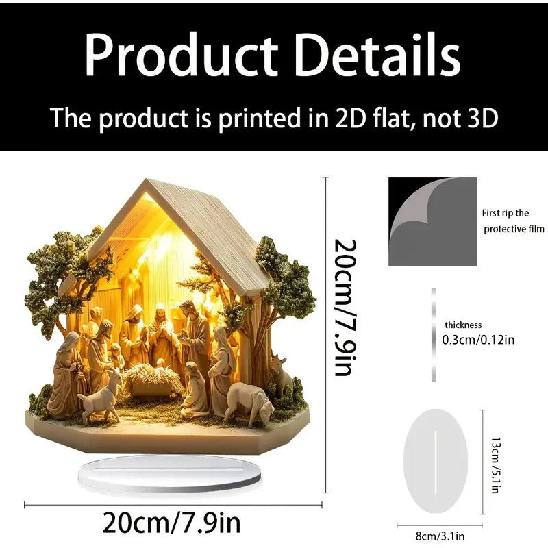 Statue de famille en acrylique représentant l'arbre de vie de Jésus, décoration de bureau, ornements pour la maison, 2025