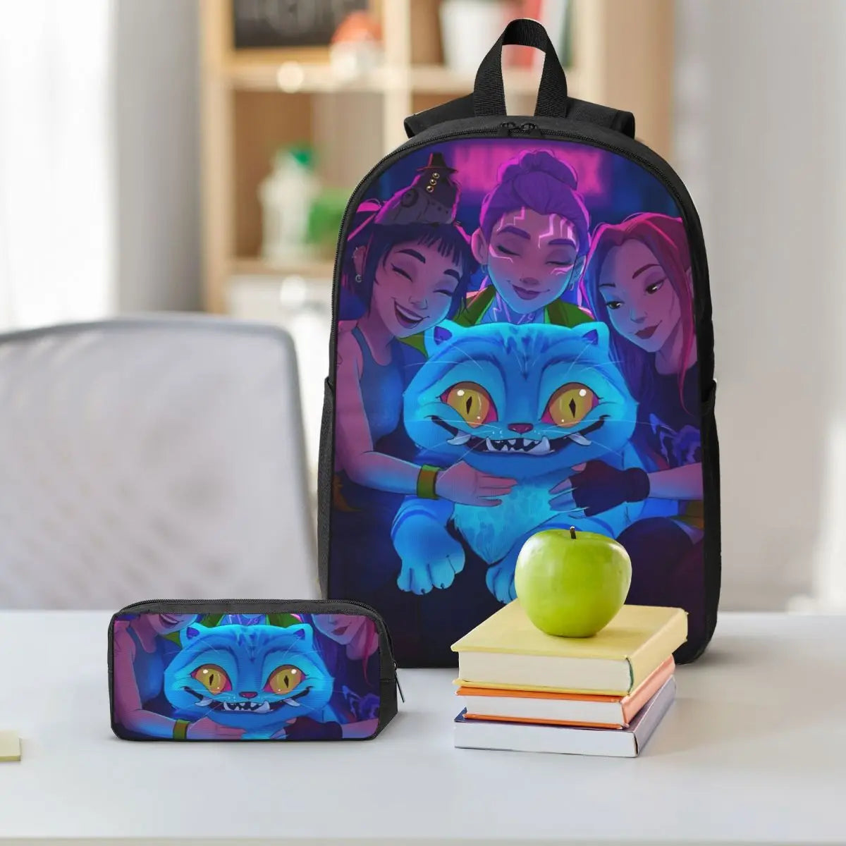Ensemble de 3 sacs à dos Kpop Demon Hunters Huntrix pour enfants, boîtes à crayons, sacs à livres avec boîte à lunch pour écoliers
