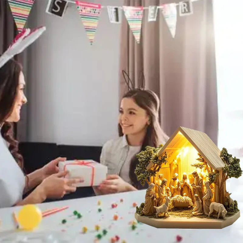Statue de famille en acrylique représentant l'arbre de vie de Jésus, décoration de bureau, ornements pour la maison, 2025
