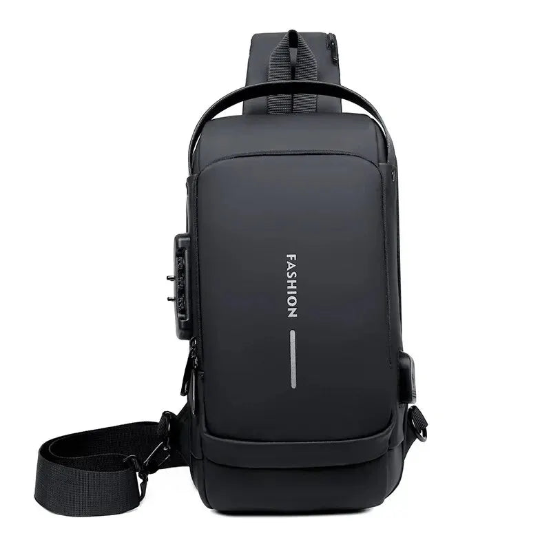 Sac bandoulière homme de marque, en cuir PU, style classique antivol, multifonctionnel.