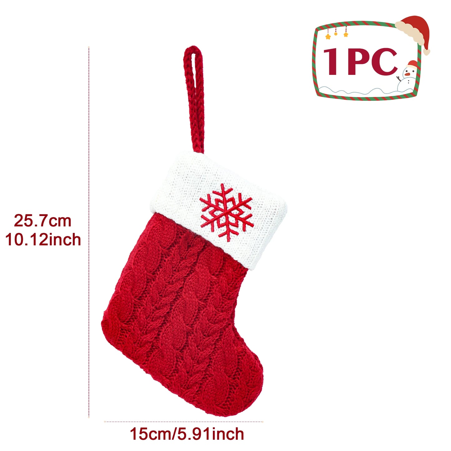 Chaussettes de Noël tricotées avec flocons de neige et lettres, décoration de Noël 2025 pour la maison, ornement pour sapin de Noël, cadeau pour Noël 2026
