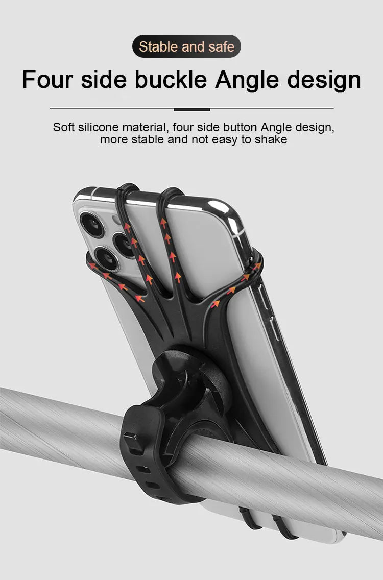Support de téléphone rotatif à 360° pour vélo et moto, en silicone, compatible avec iPhone 11, Xiaomi 10, Huawei P40