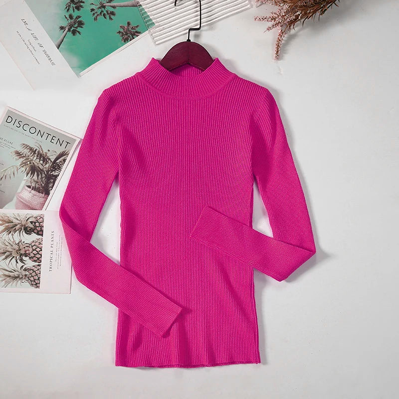 Pull col roulé en cachemire pour femme, tricoté, doux et basique, style décontracté, idéal pour l'automne et l'hiver