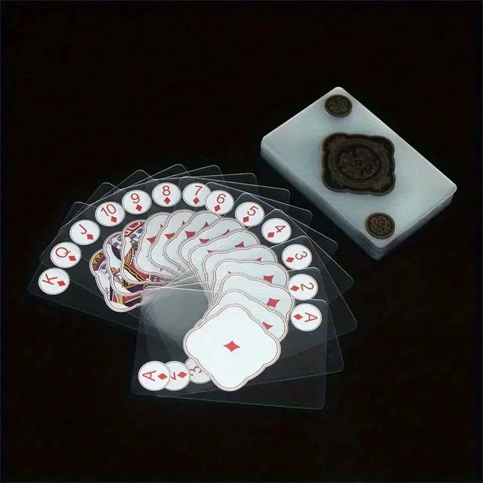 Jeu de cartes à jouer en PVC transparent et étanche pour poker et jeux de cartes avec boîte durable, idéal pour le blackjack et l'euchr