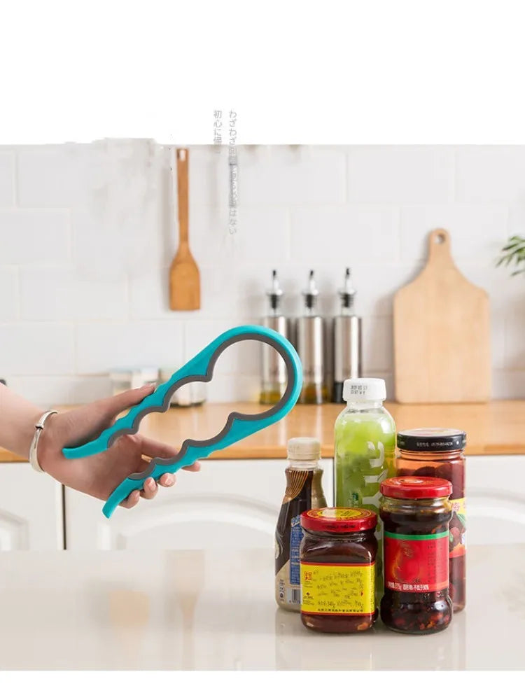 Ouvre-bocal 4 en 1, clé à prise facile, pratique, robuste, ouvre-bouteille, canette, bière, outils de dévissage de couvercle, gadgets de cuisine portables