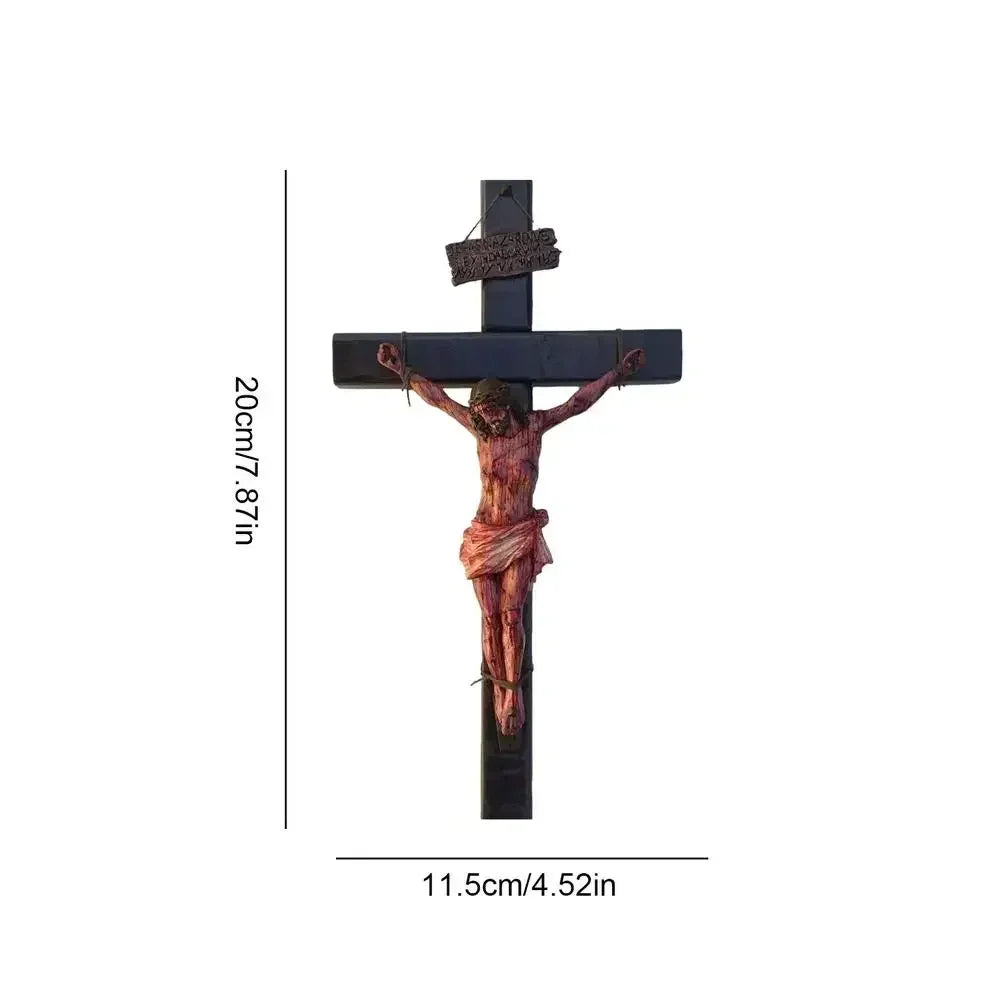 Statue de Jésus en résine, 20 cm, crucifix mural, décoration de maison, de chambre, d'église, décoration murale à suspendre pour fête