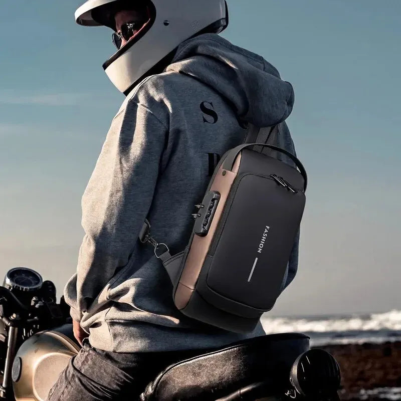 Sac bandoulière homme de marque, en cuir PU, style classique antivol, multifonctionnel.