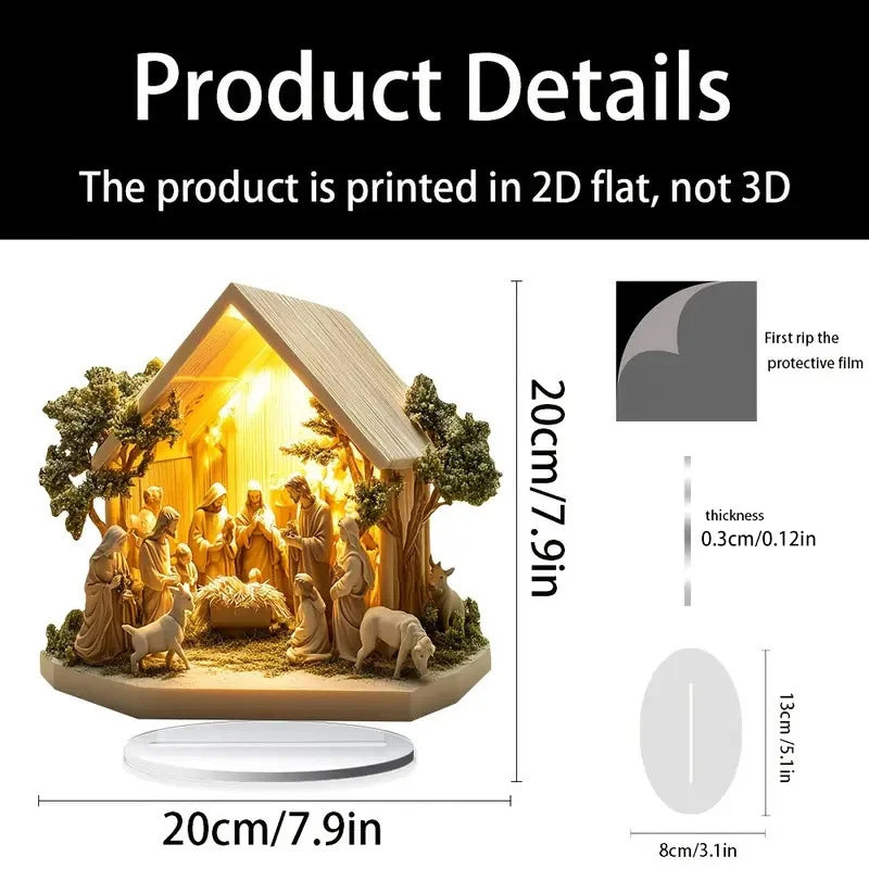 Statue de famille en acrylique représentant l'arbre de vie de Jésus, décoration de bureau, ornements pour la maison, 2025