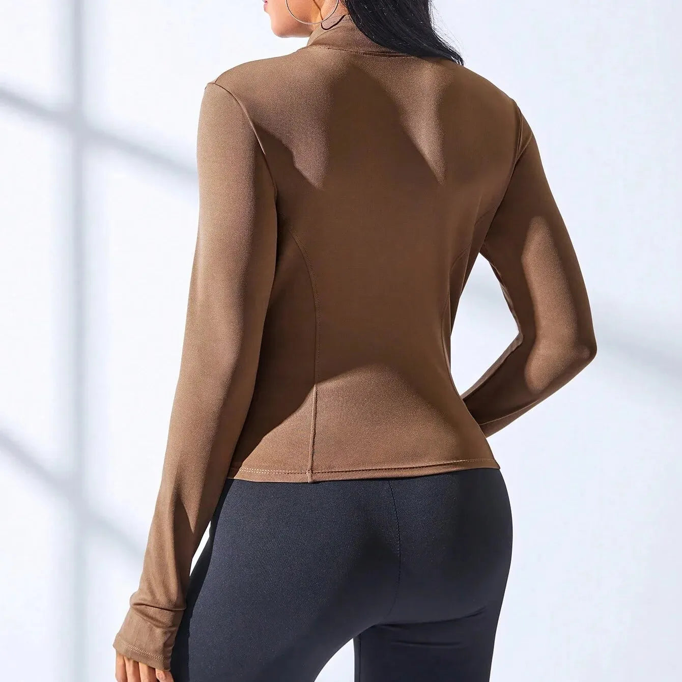 Veste de yoga courte et amincissante pour femme, vêtement de sport, avec fermeture éclair