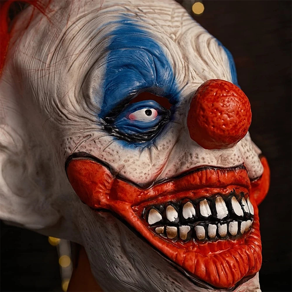 Masque de clown amusant pour Halloween, déguisement d'horreur, masque en latex, masque de farce, parc d'attractions, maison hantée, cosplay