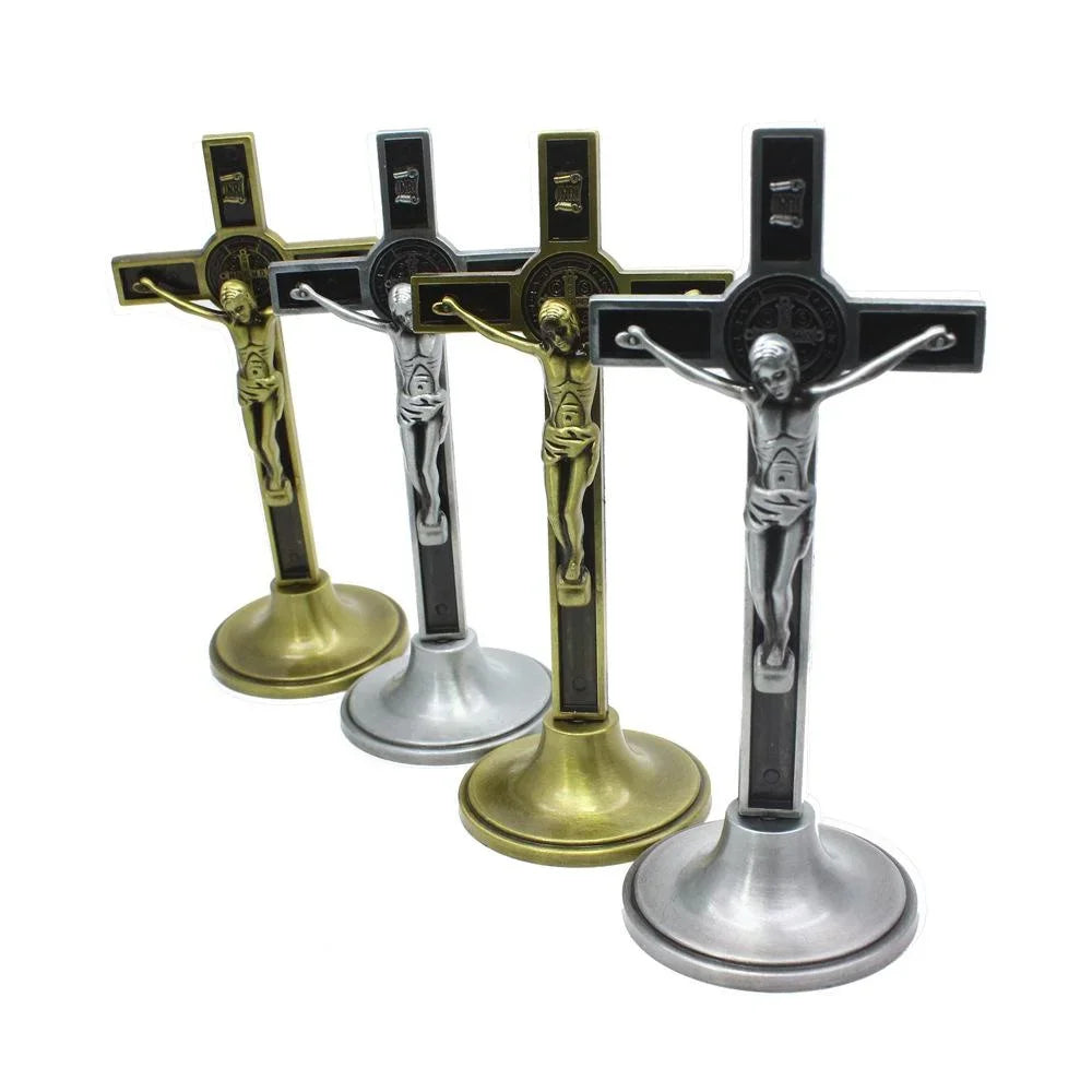 Croix crucifix (1 pièce) - Statuette du Christ catholique (Jésus) - Décoration religieuse pour église, voiture, maison ou chapelle