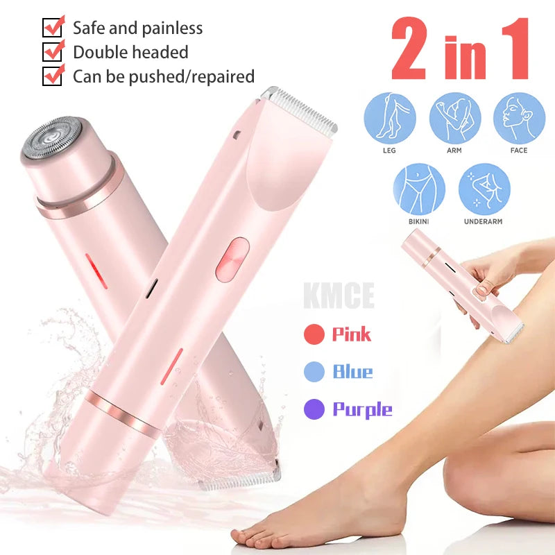 Rasoir électrique rechargeable étanche 2025, mini tondeuse bikini pour femmes, épilateur corporel double tête
