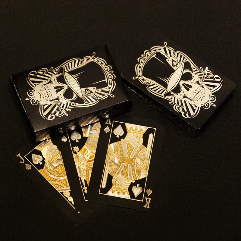 Jeu de cartes à jouer Black Rose/Skull (or/argent) Groupe de cartes Combinaison de poker imperméable Magic Dmagic Package Jeu de société Collection cadeau