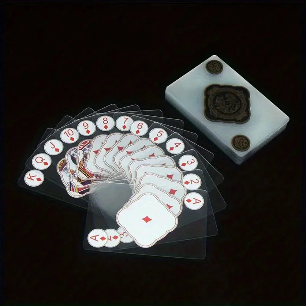 Jeu de cartes à jouer en PVC transparent et étanche pour poker et jeux de cartes avec boîte durable, idéal pour le blackjack et l'euchr